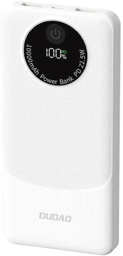 Powerbank Dudao K12 10000mAh PD22.5W USB-A, USB-C – baltos spalvos