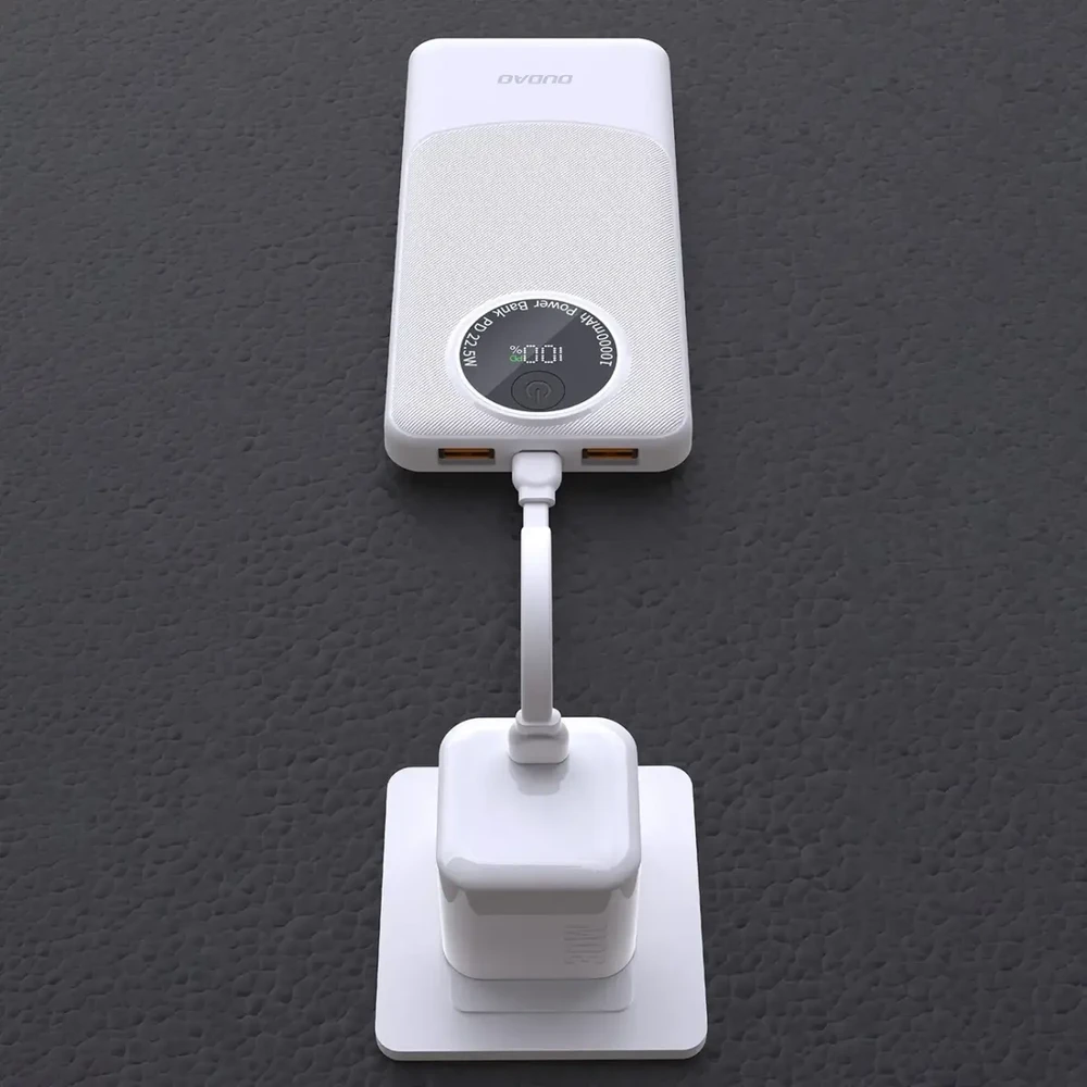 Powerbank Dudao K12 10000mAh PD22.5W USB-A, USB-C – baltos spalvos