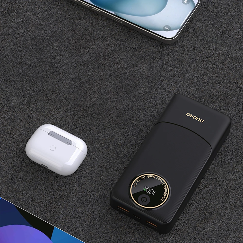 Dudao K12Pro 20000 mAh USB-A USB-C PD 22.5W juoda