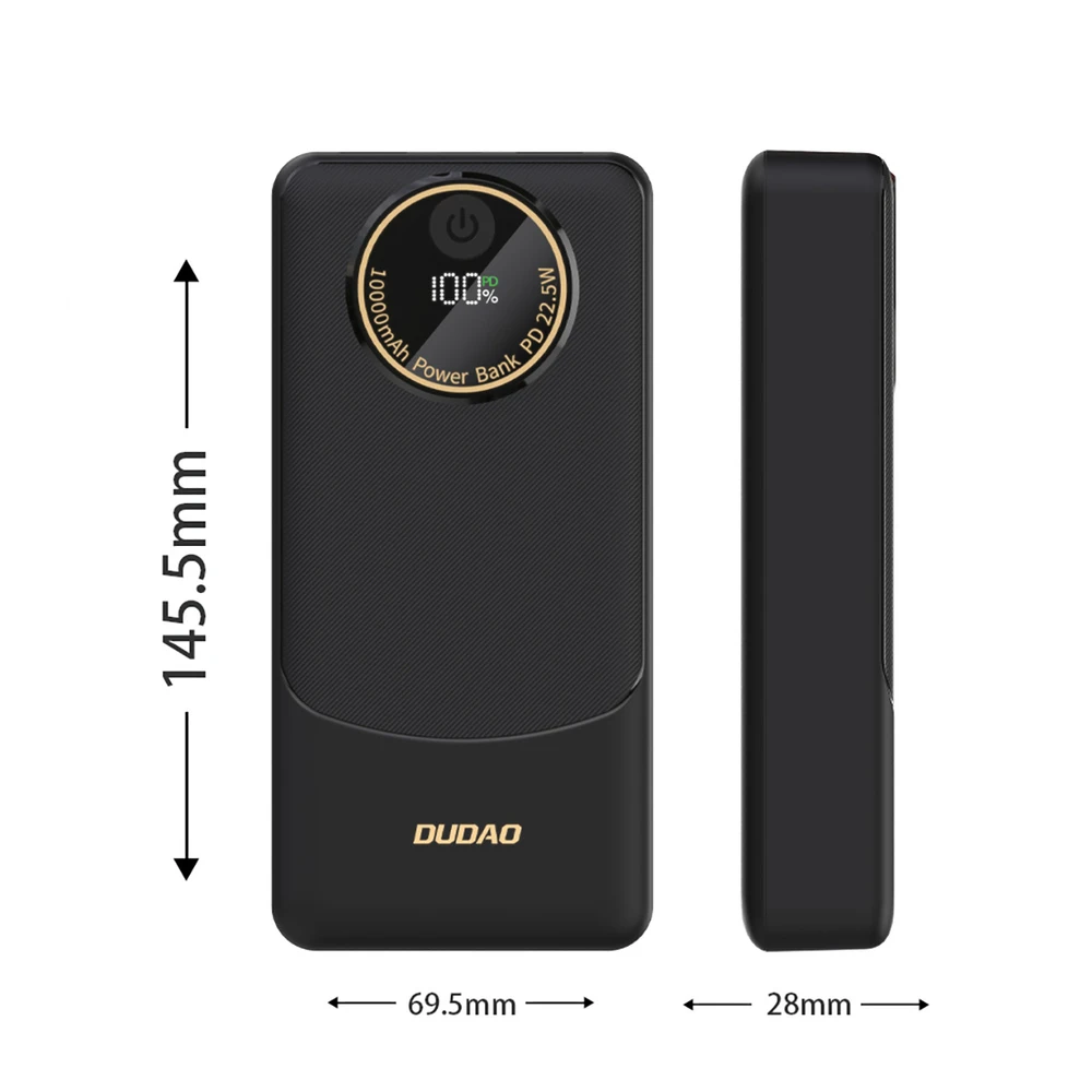 Dudao K12Pro 20000 mAh USB-A USB-C PD 22.5W juoda