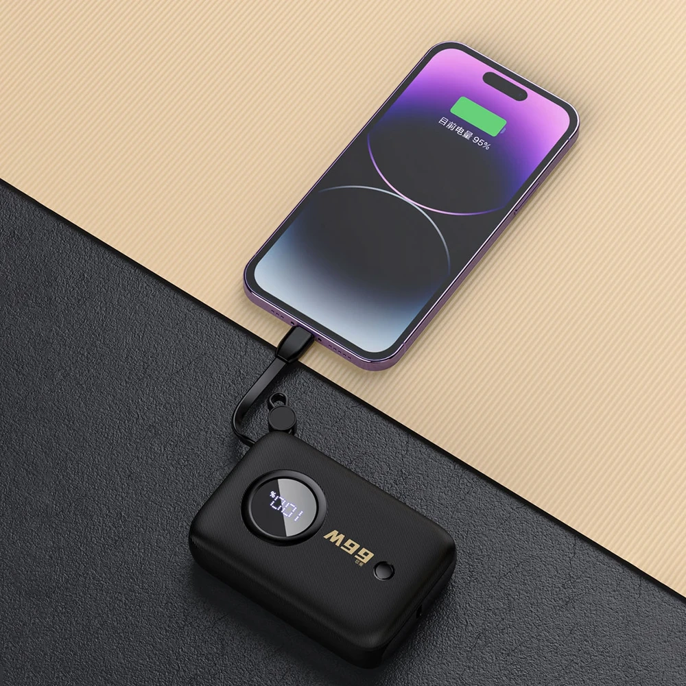Dudao K14 10000mAh power bank su USB-C / Lightning kabeliss - juodos spalvos