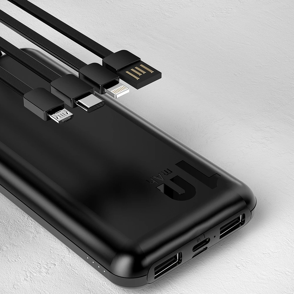 Dudao K6Pro universalus 10000mAh išorinis akumuliatorius su USB laidu, USB Type C, Lightning juodas (K6Pro-juodas)