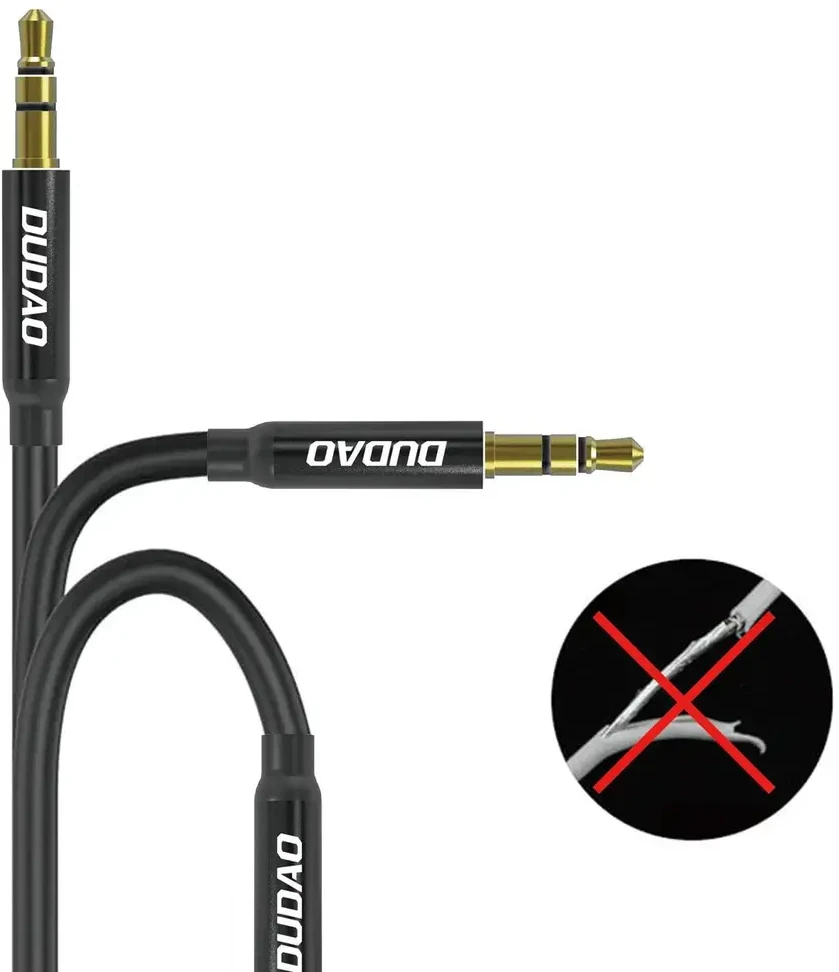 Dudao L12S AUX kabelis mini jack 3.5mm 1m 3-pole stereo – juodos spalvos
