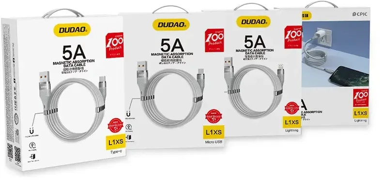 "Dudao" magnetinis magnetinis USB - micro USB kabelis 5 A 1 m šviesiai pilkos spalvos (L1xsM šviesiai pilka)