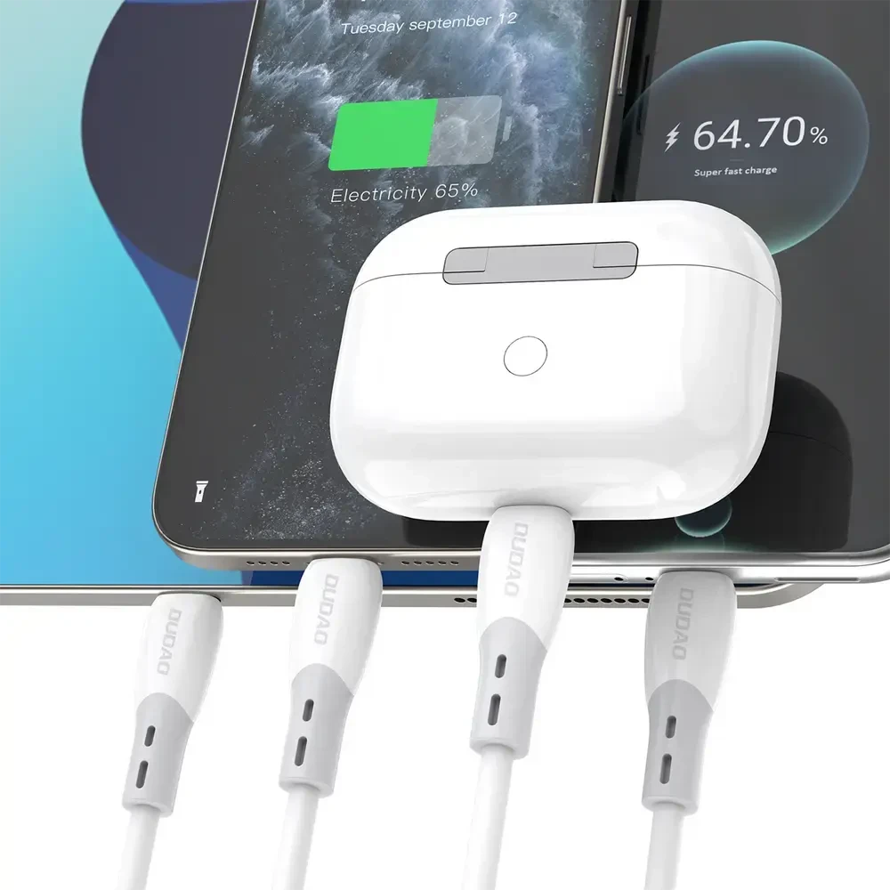 Dudao L25SC duomenų perdavimo ir įkrovimo kabelis | USB-C į USB-C | 60 W | 2 m | baltas