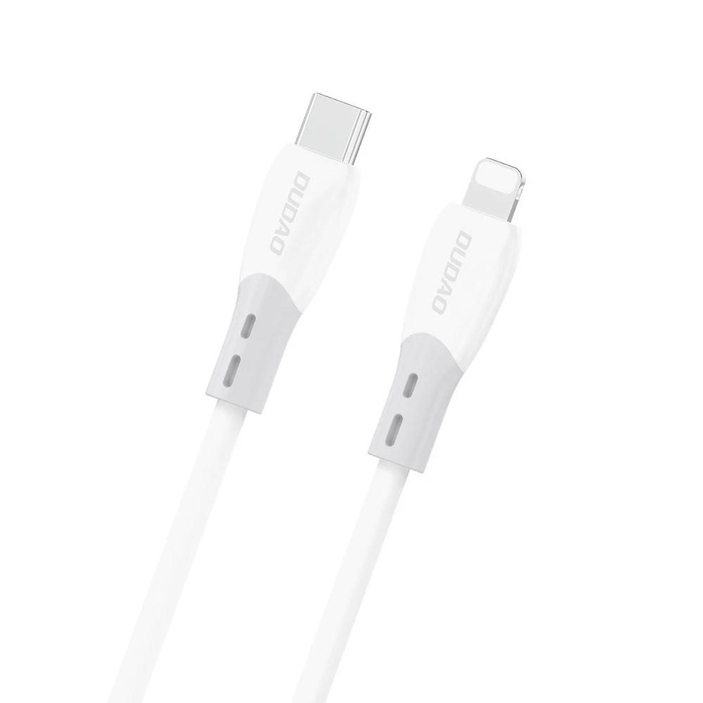 Dudao L25SX 30W USB-C - Lightning kabelis su minkštu silikoniniu apvadu 1m - Baltas