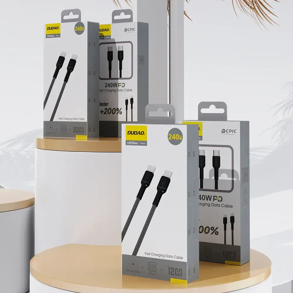 Dudao L9C Max duomenų perdavimo ir įkrovimo kabelis | USB-C į USB-C | 240 W | 2 m | juodas