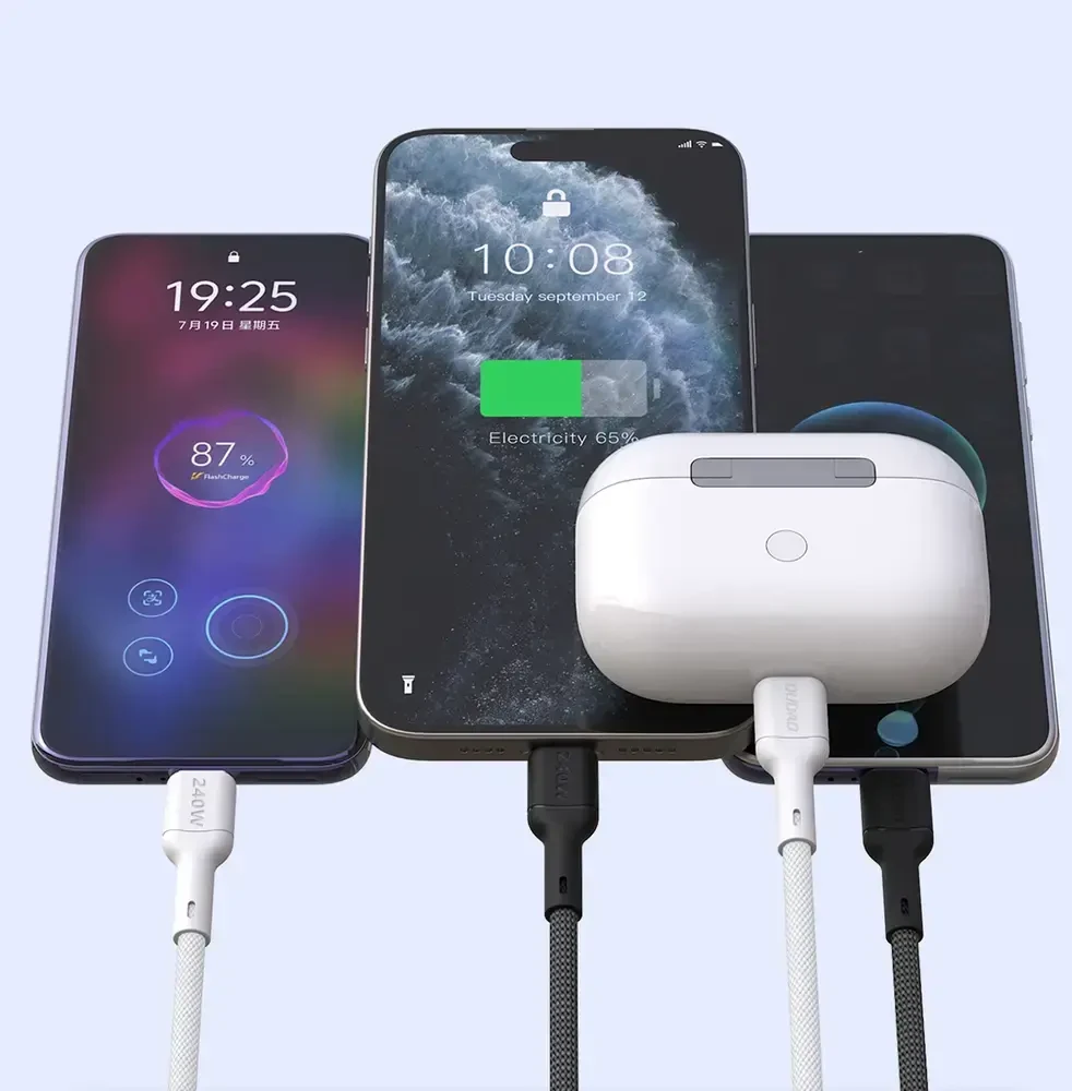 Dudao L9C Max duomenų perdavimo ir įkrovimo kabelis | USB-C į USB-C | 240W | 1,2 m | juodas