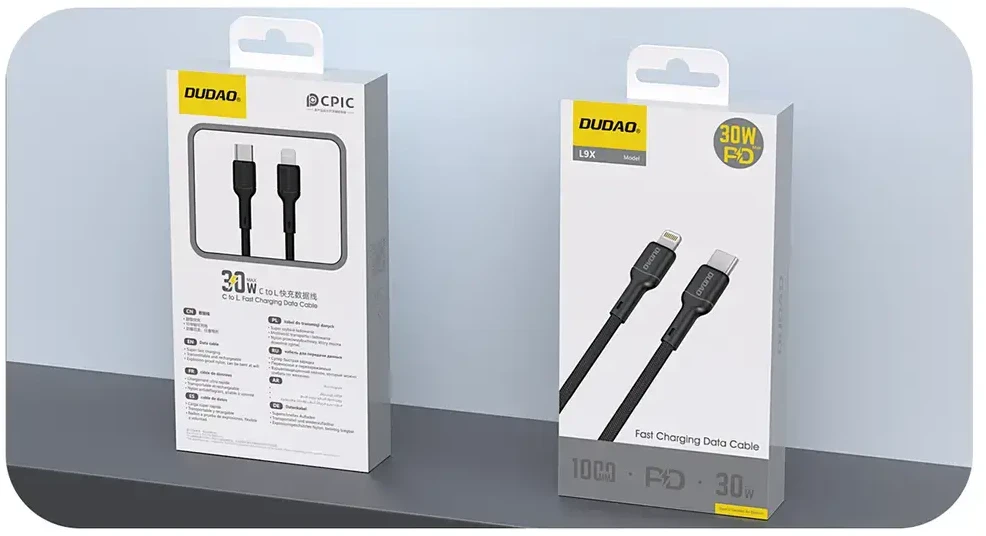 Dudao L9X 30W USB-C – Lightning kabelis 1m – juodos spalvos