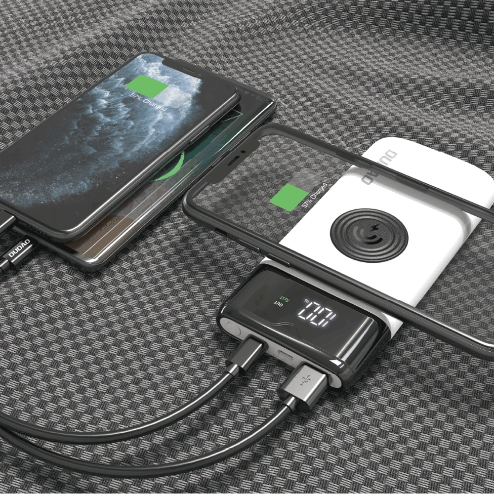Išorinė baterija POWER BANK Dudao K13Pro 10000mAh su belaidžiu įkrovikliu (PD+QC3.0 10W) juoda
