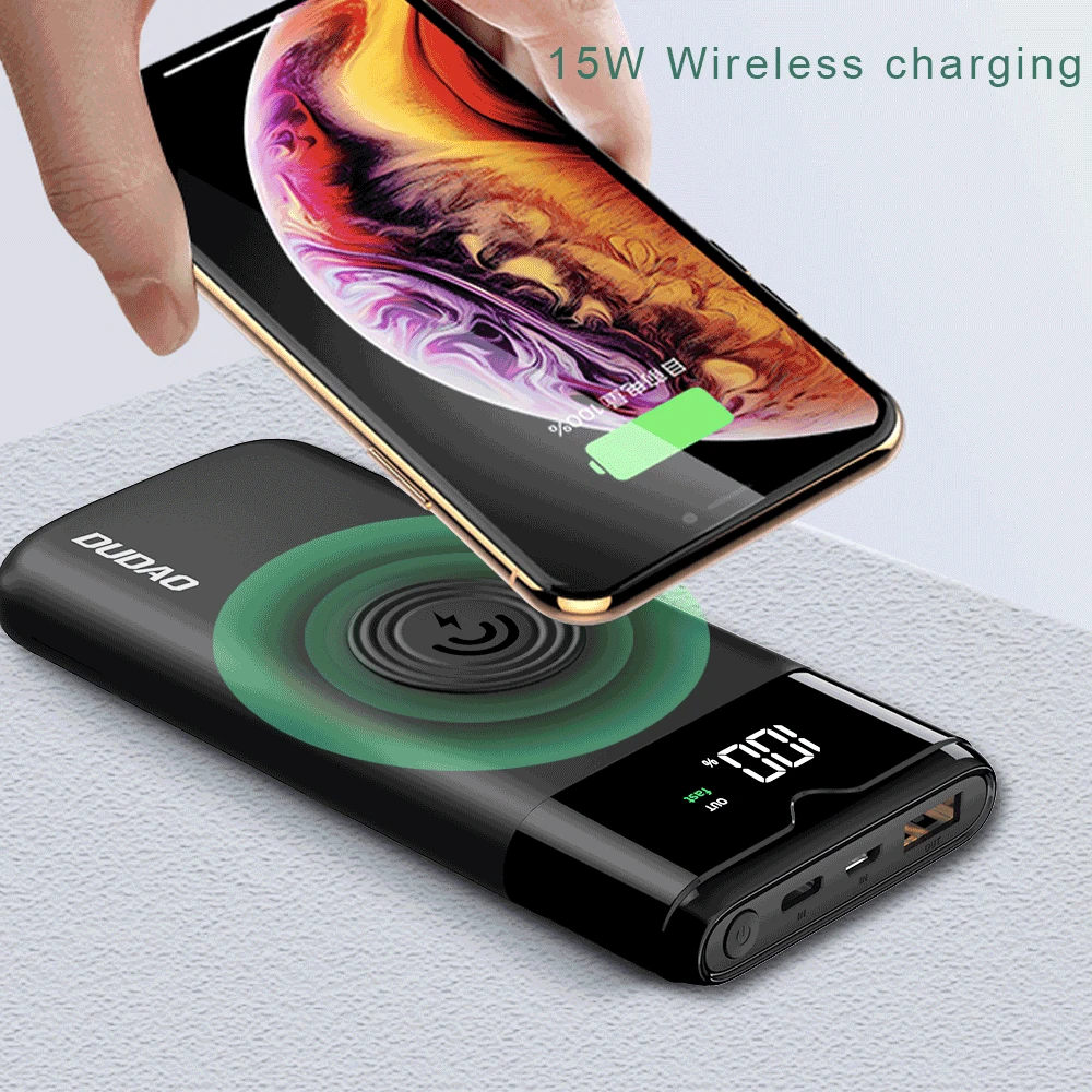 Išorinė baterija POWER BANK Dudao K13Pro 10000mAh su belaidžiu įkrovikliu (PD+QC3.0 10W) juoda