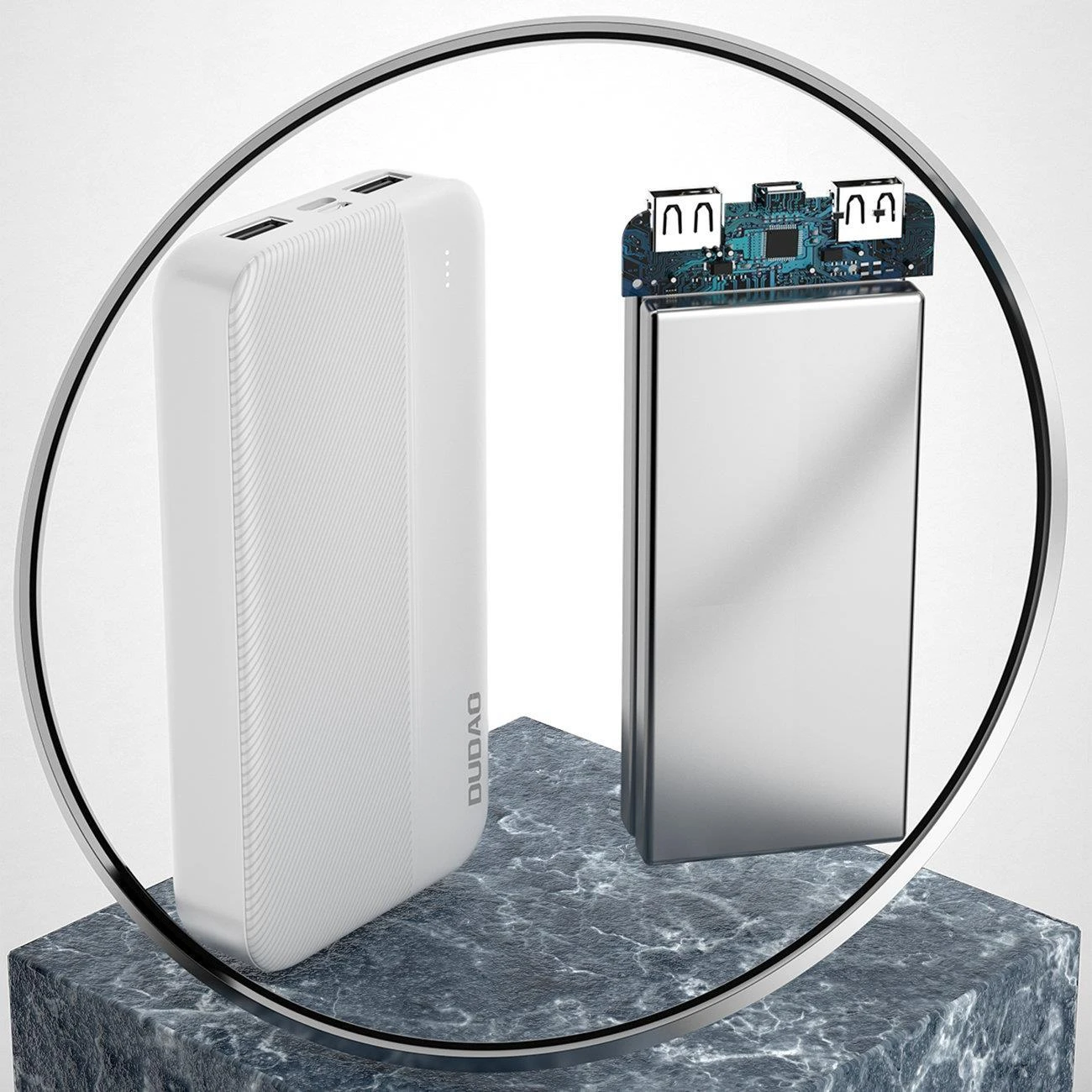 Dudao powerbank 20000mAh 2xUSB-A 10W baltos spalvos (K4S+)