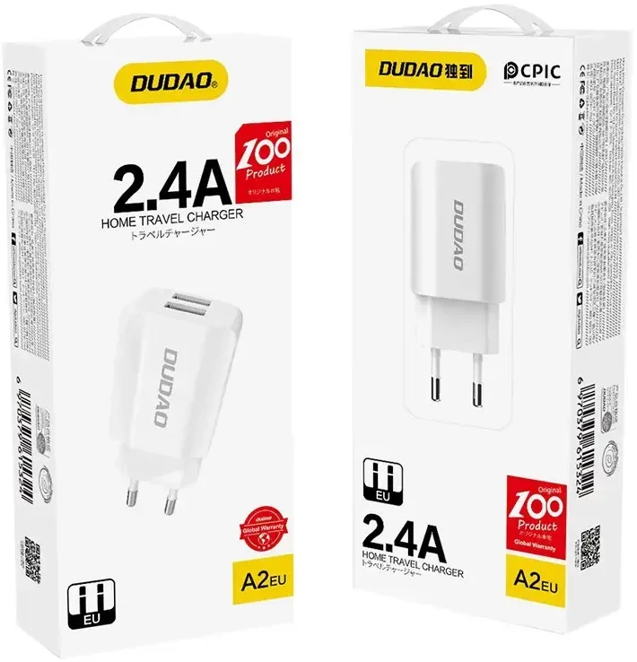 Įkroviklis Dudao (A2EU) (2xUSB 2.4A) baltas