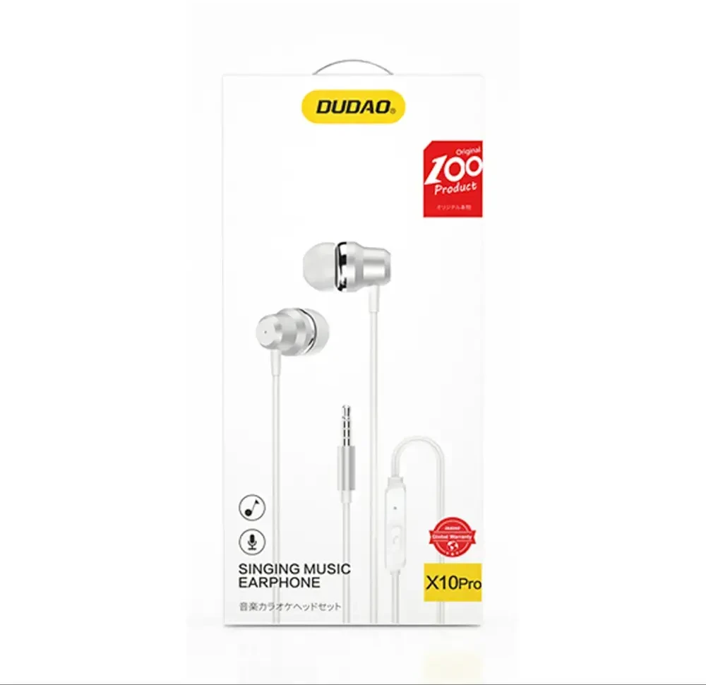 Dudao X10PRO su laidu ausinės, mini jack 3.5mm, į ausis įkišamos with remote control - baltas