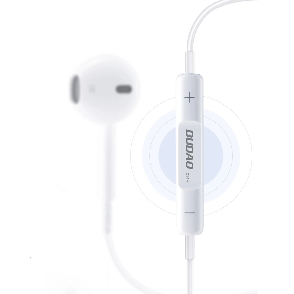 Dudao X14+ laidinės į ausis įdedamos ausinės su „Lightning“ jungtimi, 1,2 m – baltos
