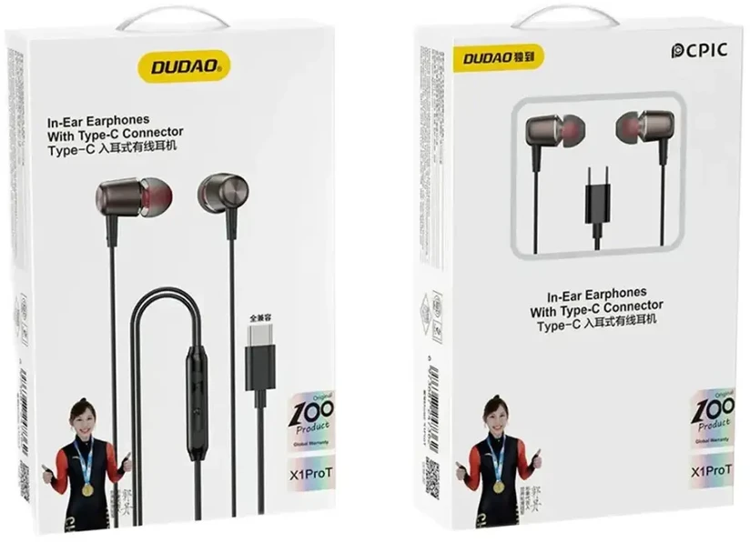 Dudao X1PROT ausinės su USB-C laidu, 1,2 m – juodos