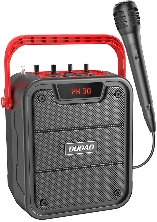 Dudao Bluetooth 5.0 belaidis garsiakalbis 10W 4800mAh mikrofonas karaoke sistema juoda (Y15s-juoda)