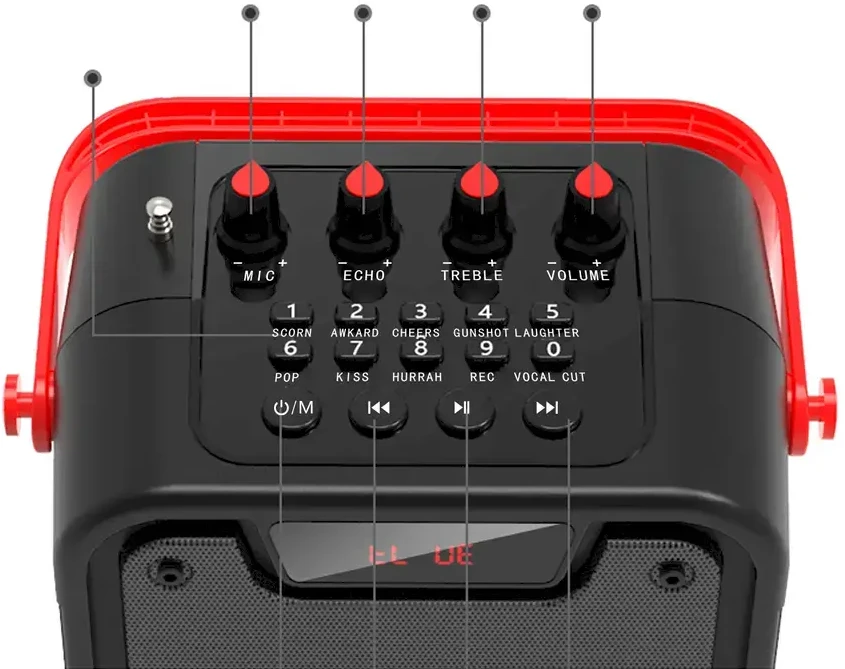 Dudao Bluetooth 5.0 belaidis garsiakalbis 10W 4800mAh mikrofonas karaoke sistema juoda (Y15s-juoda)