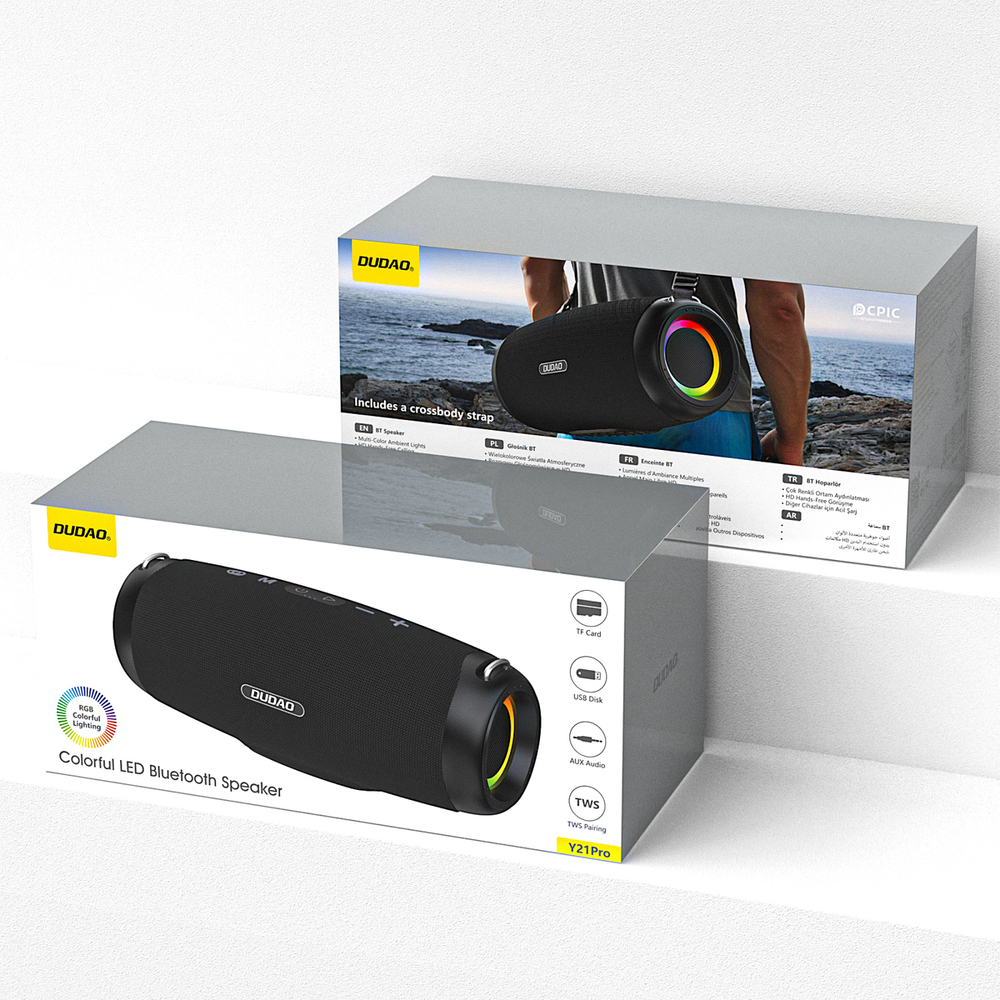 Dudao Y21Pro Belaidės Speaker with RGB Backlight Bluetooth 5.3 - Juodas