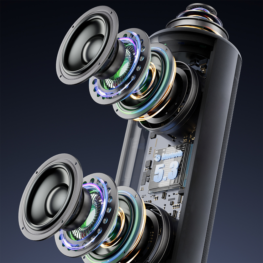 Dudao Y21Pro Belaidės Speaker with RGB Backlight Bluetooth 5.3 - Juodas