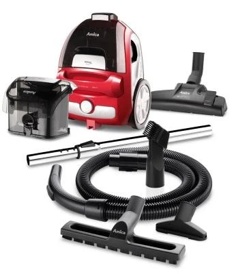 Dulkių Siurblys - Amica Bagio VM3044 1.5L Be Maišelio 900W Juodas/Sidabrinis/Raudonas