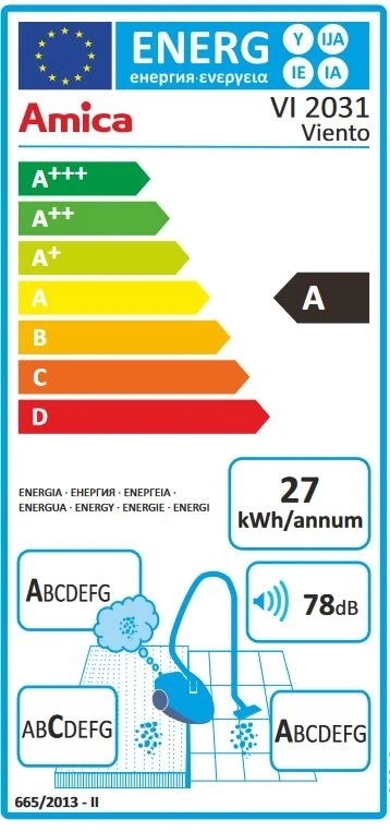 Dulkių Siurblys - Amica Viento VI2031 900 W, 2.5 L