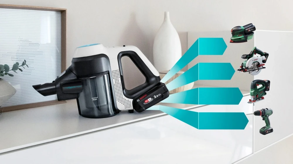 Bosch BCS71HYG1 Įkraunamas 2 viename vakuumas dulkių siurblys ir šluostė, Unlimited 7 ProHygienic Aqua, Baltas