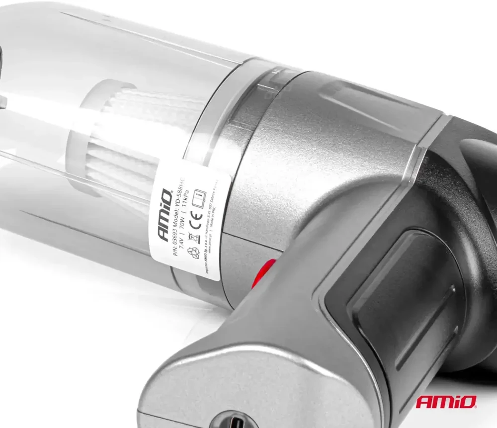 Belaidis automobilinis dulkių siurblys 70 W, 4000 mAh, su HEPA filtru, 11 kPa AMiO-03693