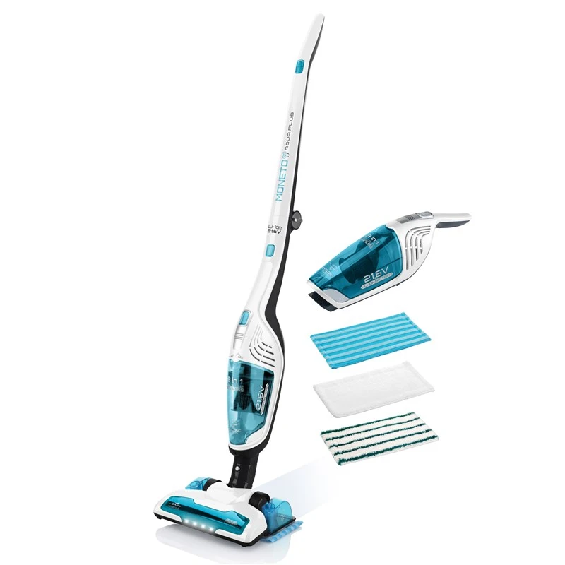 ETA | Dulkių siurblys | ETA645390000 Moneto II Aqua Plus | Belaidis veikimas | Rankena 3in1 | Skalbimo funkcija | N/A W | 21,6 V | Veikimo laikas (maks.) 50 min | Baltas/Mėlyna