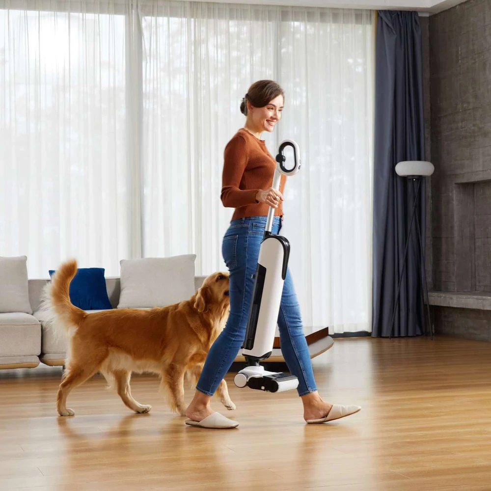 UWANT D100 17000Pa vertikalus dulkių siurblys su šluostymo funkcija ir įkrovimo stotele - baltos spalvos