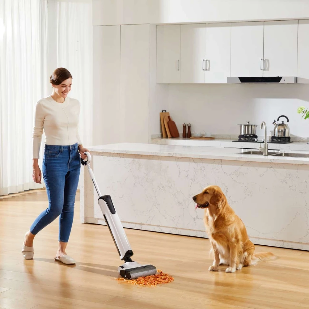 UWANT D100 17000Pa vertikalus dulkių siurblys su šluostymo funkcija ir įkrovimo stotele - baltos spalvos