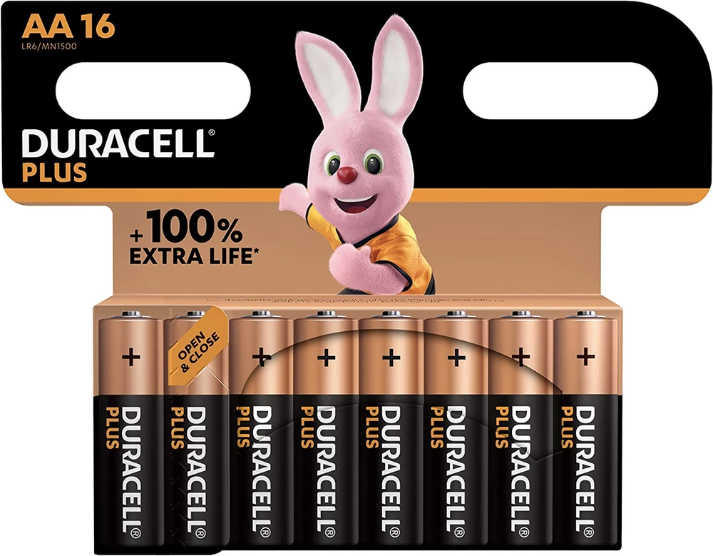 Duracell Plus AA baterijų pakuotė 16 vienetų