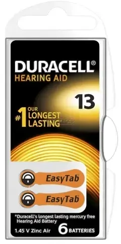 Duracell Hearing 13 (A13) Blister package 6pcs.