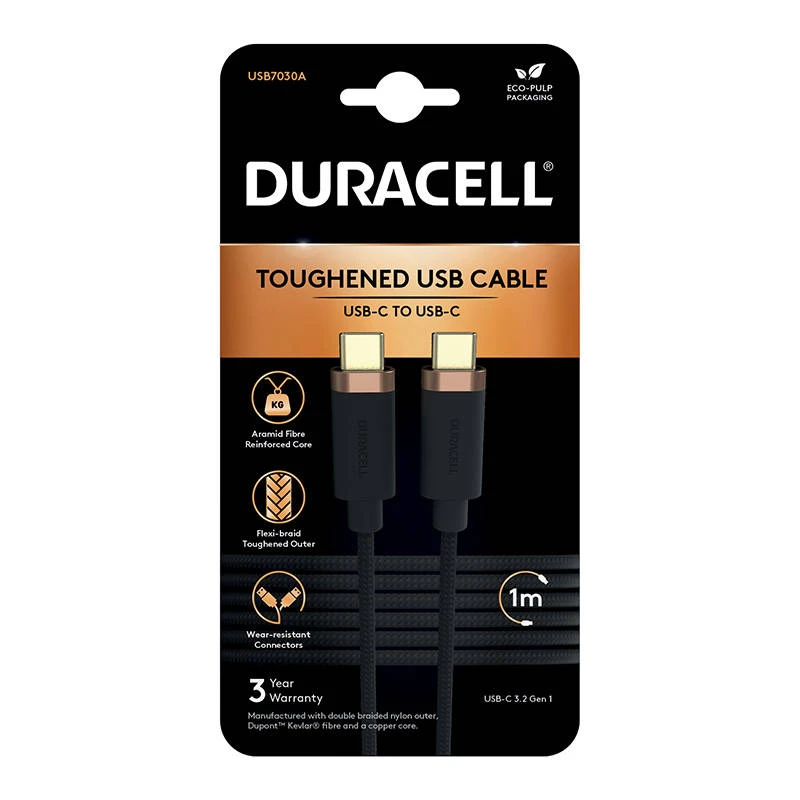 Duracell USB-C laidas, skirtas USB-C 3.2 1 m (juodas)