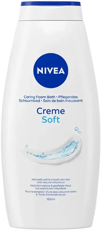 „Nivea Creme Soft Caring Foam Bath“ putos, skirtos voniai