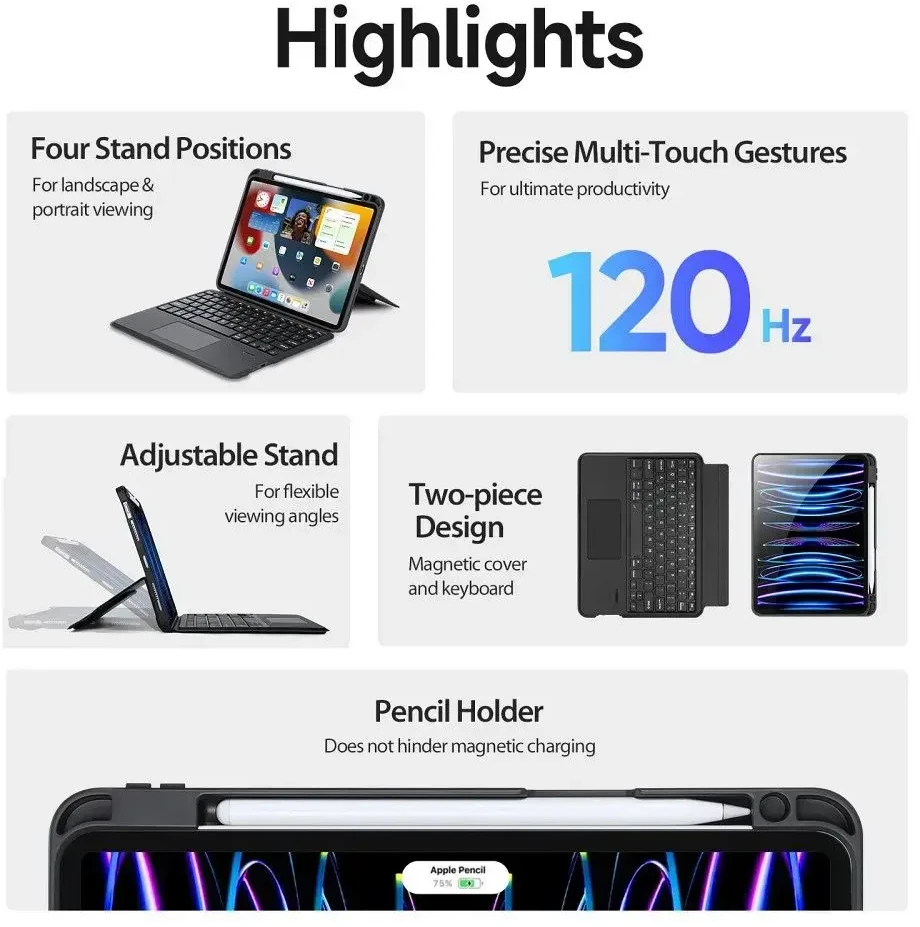 DUX DUCIS dėklas DK sulankstomas su belaide klaviatūra iPad 4/5/6/iPad Pro 11 (2018/2020/2021/2022) juodas
