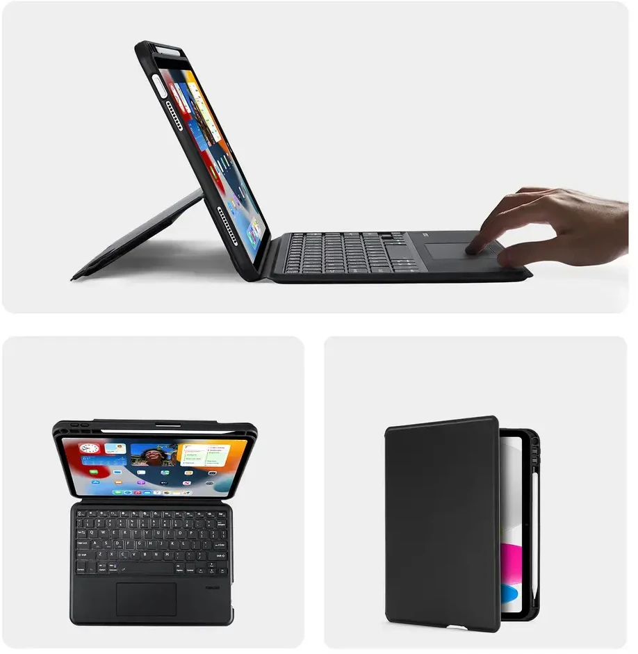 Dux Ducis DK Series dėklas su Bluetooth klaviatūra Apple Apple iPad 10 (2022) - juodos spalvos