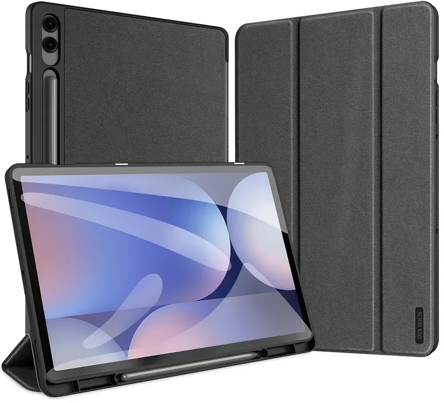 Dux Ducis Domo PU Odinis dėklas with Stand skirtas Samsung Tab S10+ / S9+ / S9 FE+ – juodos spalvos