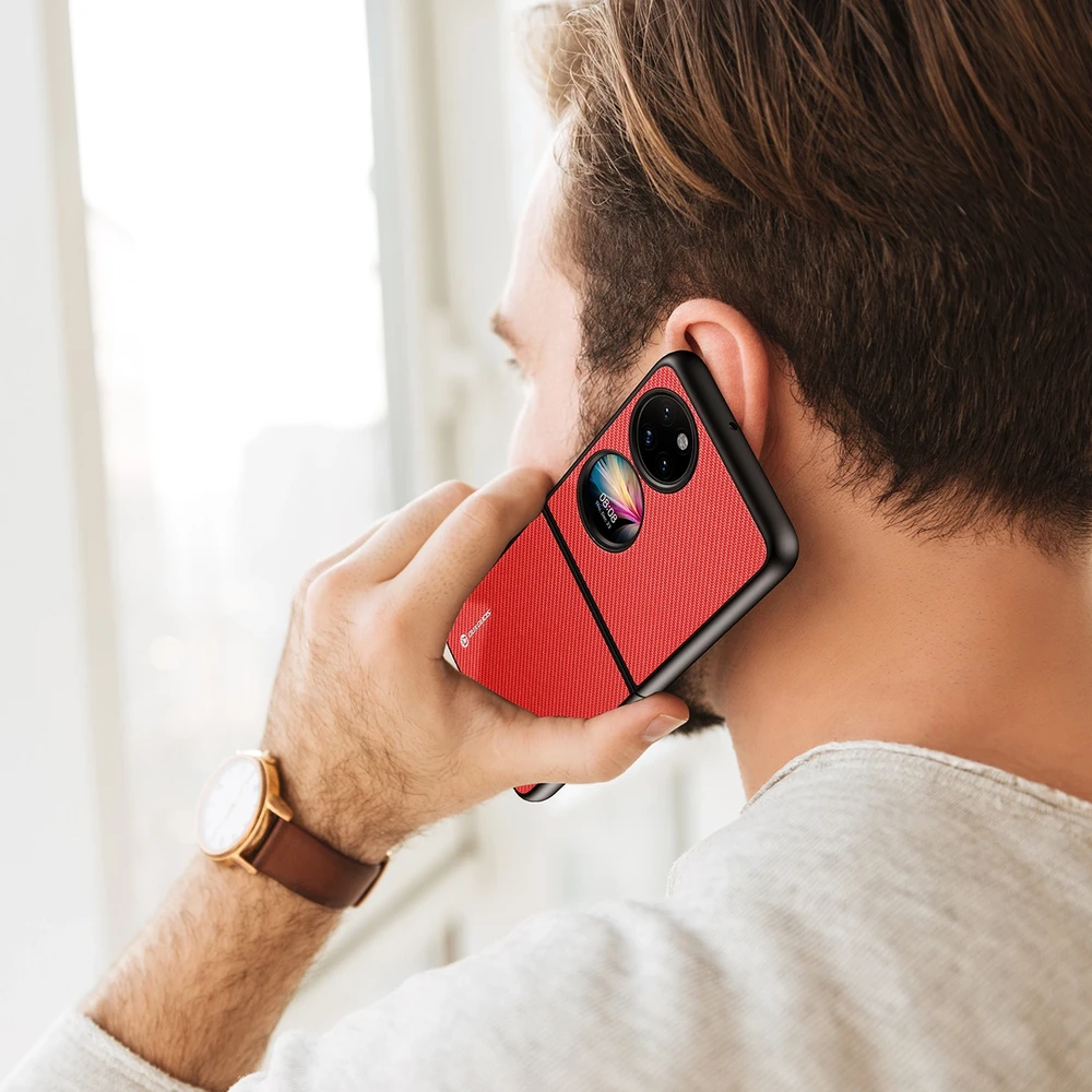 Dux Ducis Fino dėklas skirtas Huawei P50 Pocket, raudonas