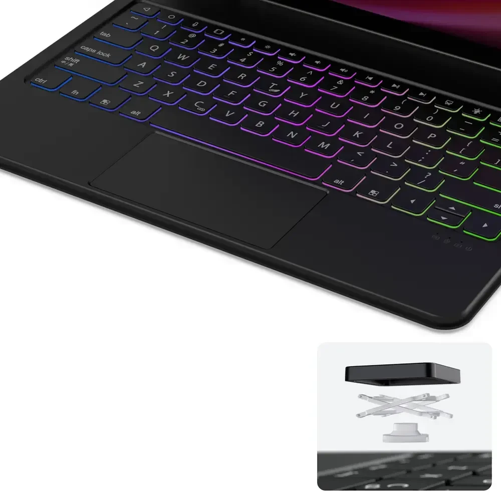 Dux Ducis klaviatūros (MK serijos) dėklas su Bluetooth klaviatūra, skirtas Samsung Galaxy Tab S9+ / S8+ / S7+ - juodas