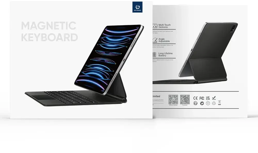 Dux Ducis klaviatūros (MK serijos) dėklas su Bluetooth klaviatūra, skirtas Samsung Galaxy Tab S9+ / S8+ / S7+ - juodas