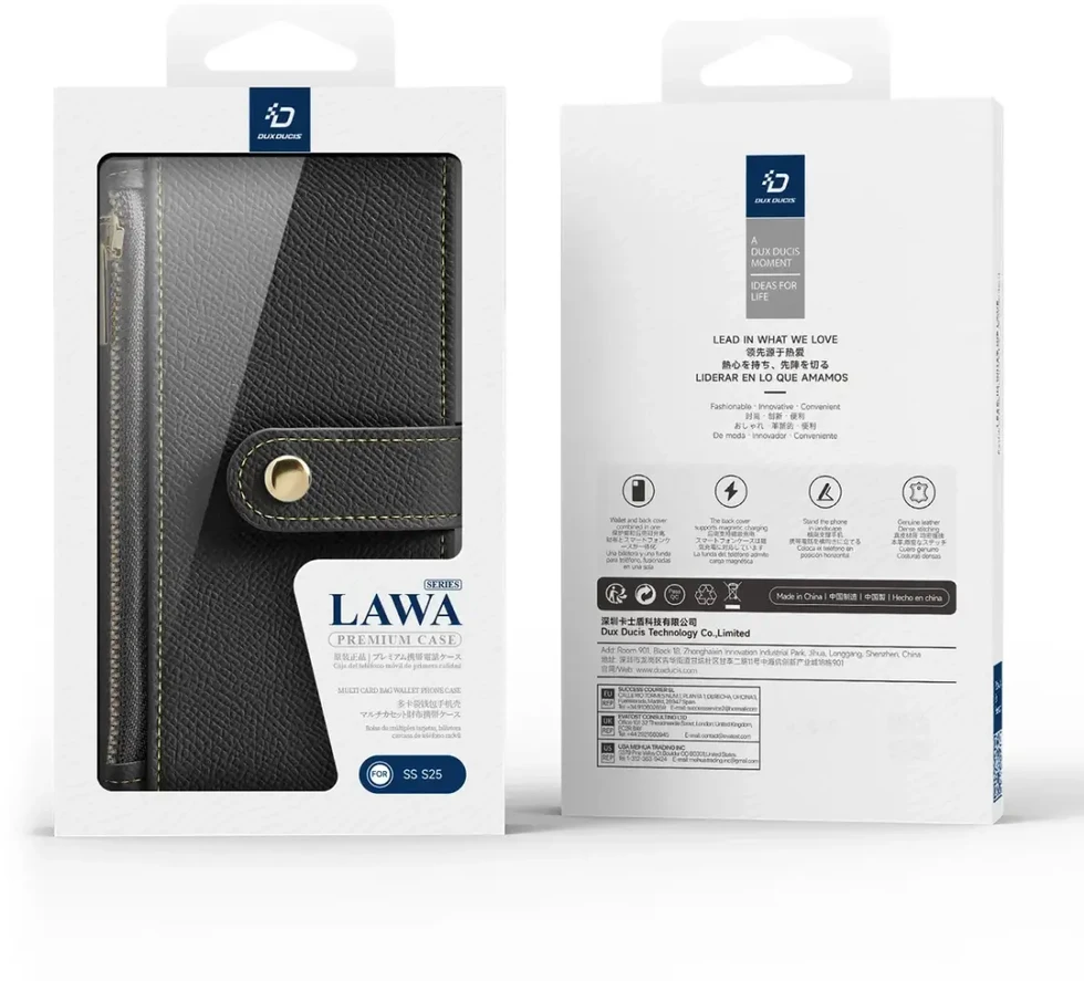 Dux Ducis Lawa Leather Samsung Galaxy S25 with Detachable Magnetic Wallet - dėklas telefonui juodos spalvos