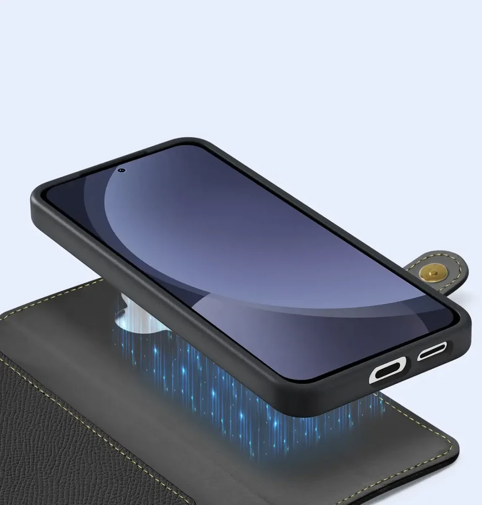 Dux Ducis Lawa Leather Samsung Galaxy S25 with Detachable Magnetic Wallet - dėklas telefonui juodos spalvos
