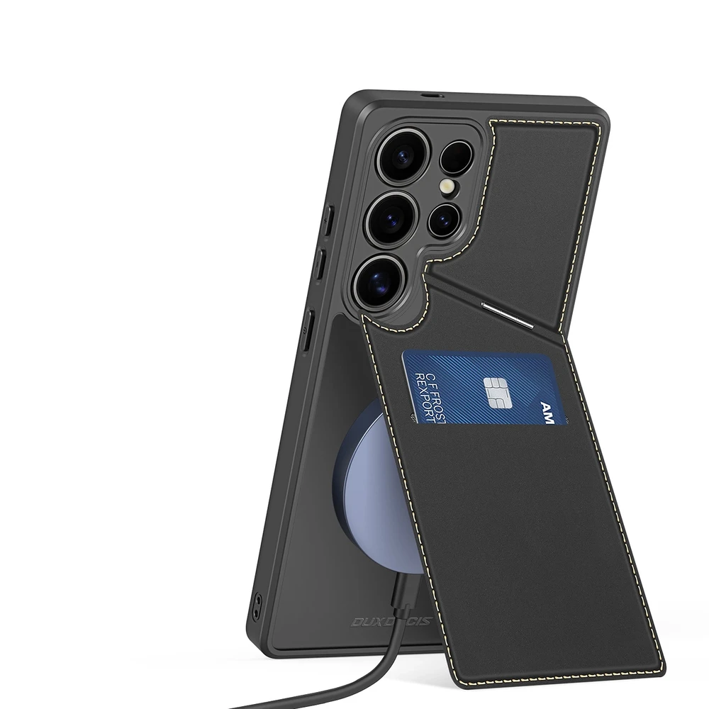 Dux Ducis Rafi II Samsung Galaxy S25 Ultra su stoveliu and Wallet – dėklas telefonui juodos spalvos