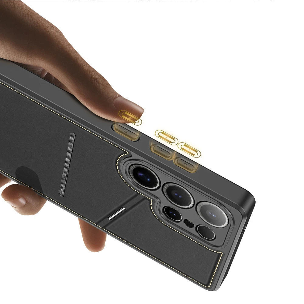 Dux Ducis Rafi II Samsung Galaxy S25 Ultra su stoveliu and Wallet – dėklas telefonui juodos spalvos