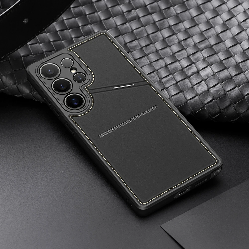 Dux Ducis Rafi II Samsung Galaxy S25 Ultra su stoveliu and Wallet – dėklas telefonui juodos spalvos