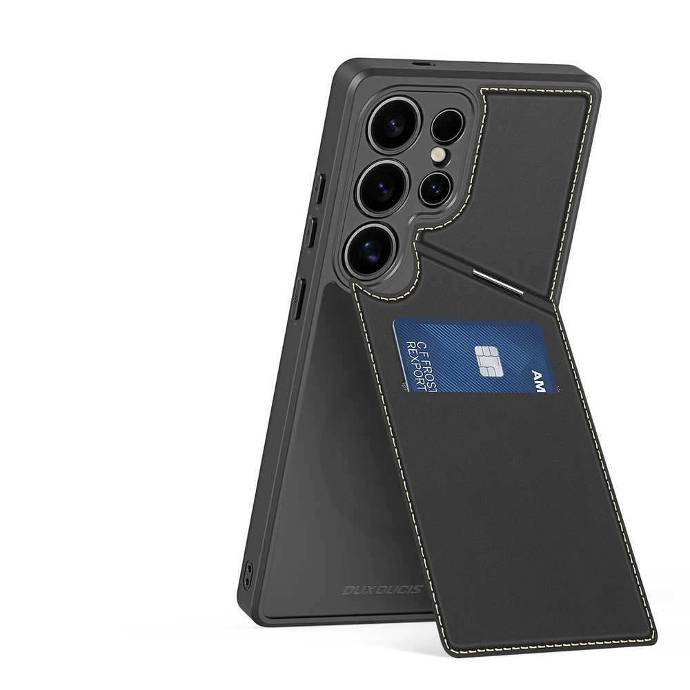 Dux Ducis Rafi II Samsung Galaxy S25 Ultra su stoveliu and Wallet – dėklas telefonui juodos spalvos