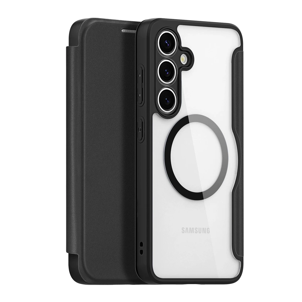 Dux Ducis atverčiamas dėklas SKIN X PRO suderinamas su MagSafe skirtas Samsung Galaxy S25 Plus juodos spalvos