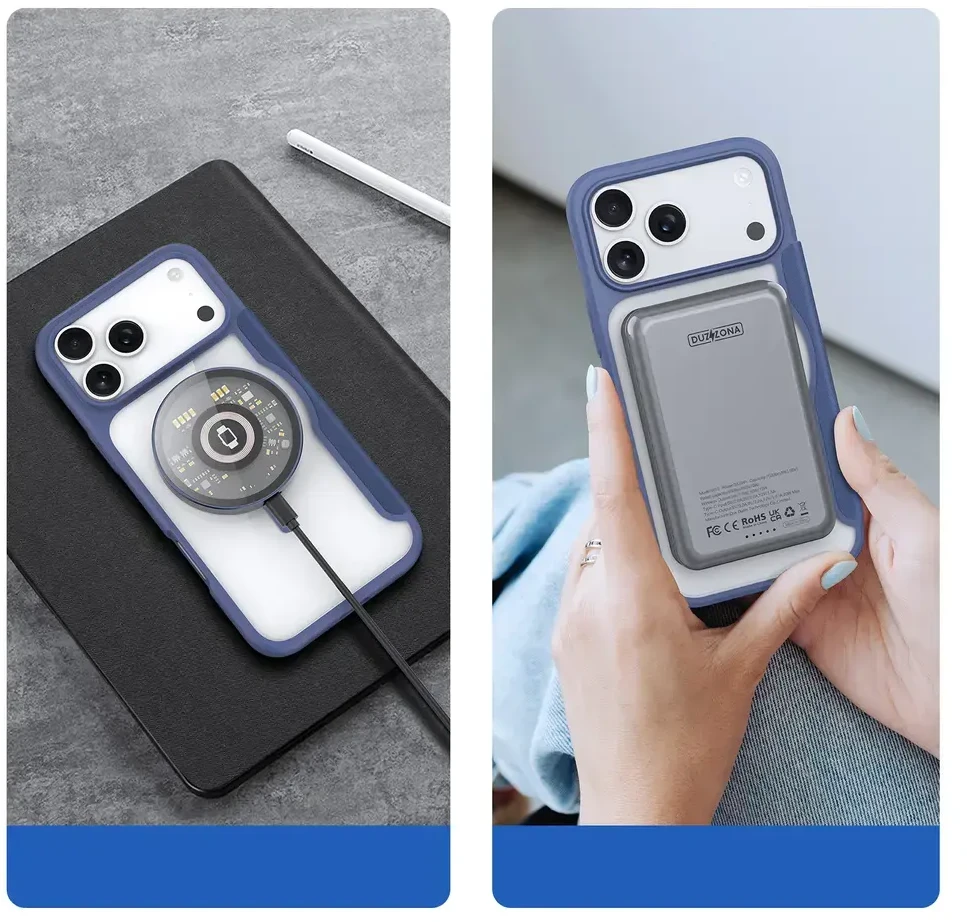Dėklas Dux Ducis Skin X Pro skirtas Apple iPhone 17 Pro Max, suderinmas su MagSafe – mėlynos spalvos
