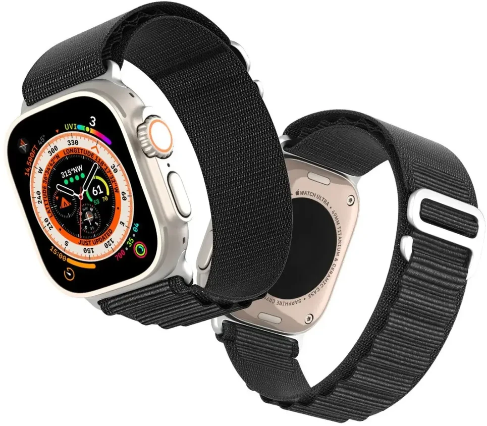 Sport Buckle apyrankė Apple Watch Ultra / 9 / 8 / 7 / 6 / SE / 5 / 4 / 3 / 2 / 1 (42, 44, 45, 49 mm) Dux Ducis Strap GS Version - juodos spalvos
